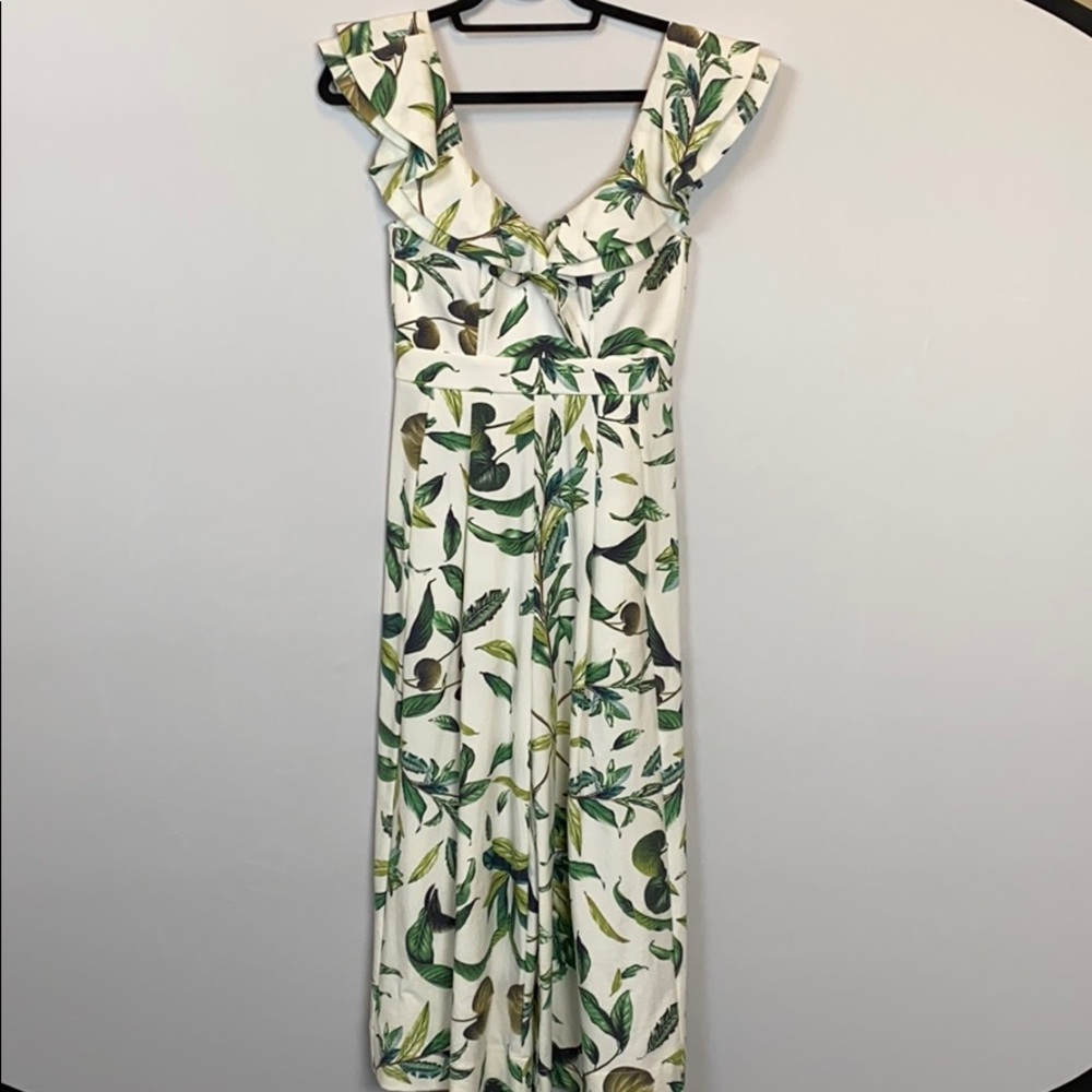 Green & White Floral Jumpsuit